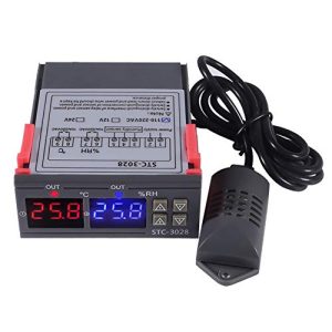 AITRIP STC-3028 AC 110-220V 10A Digital Temperature Controller Dual Display Thermostat Thermoregulator Heating Cooling Switch Digital Hygrometer with SHT20 Probe (AC 110-220V)