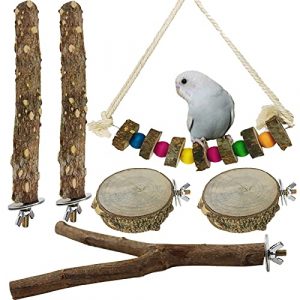 G-HY Natural Wooden Parrot Swing chew Toy Perch Wood Platform, Bird Standing Toys.Suitable for Small Parrots, Budgies, Macaws, Parrots, Lovebirds.