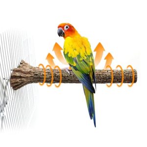 Fisoceny Heated Bird Perches Birds Heater For Cage 12V 5W Thermostatic Warmer,Parrot Stand Simulated Wood Adjustable Temperature Heating Perch For Medium Bird Parakeet Cockatiel 10.6"x4.5"